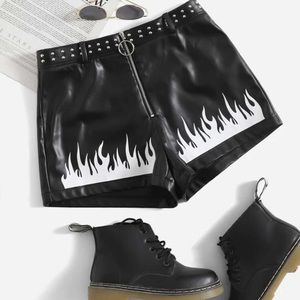 Leather flames shorts